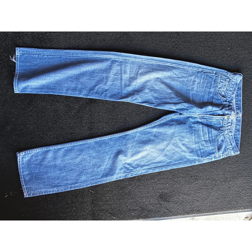 7 For All Mankind Austyn Relaxed Straight Leg Jeans Medium Wash Blue Denim 33